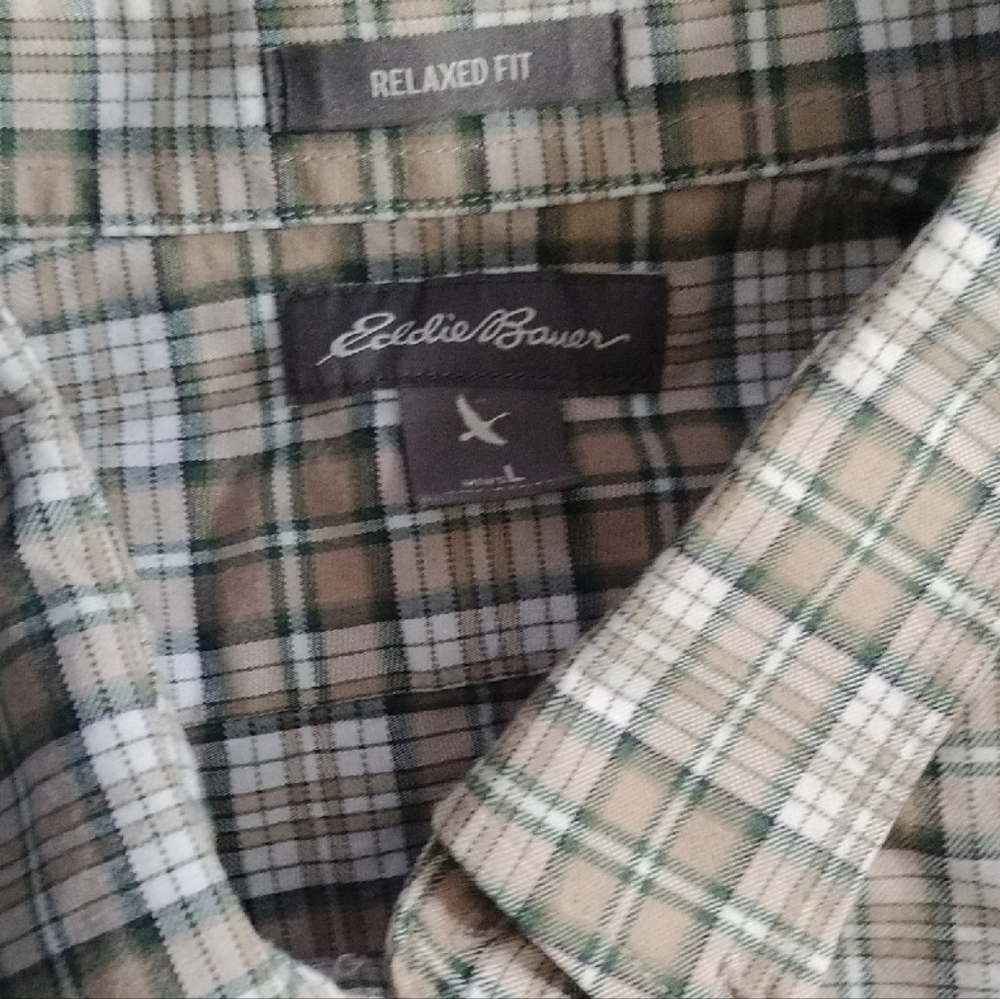 2 in Lot Eddie Bauer// 5/11 Tactical Plaid Button-Down Button Down Shirt Sz L - Picture 2 of 10